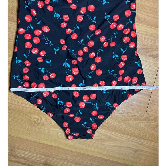 One Piece Women's Pin-up Retro Style Halter Swimsuit 5xl Plus Size Black Cherry - Picture 7 of 8